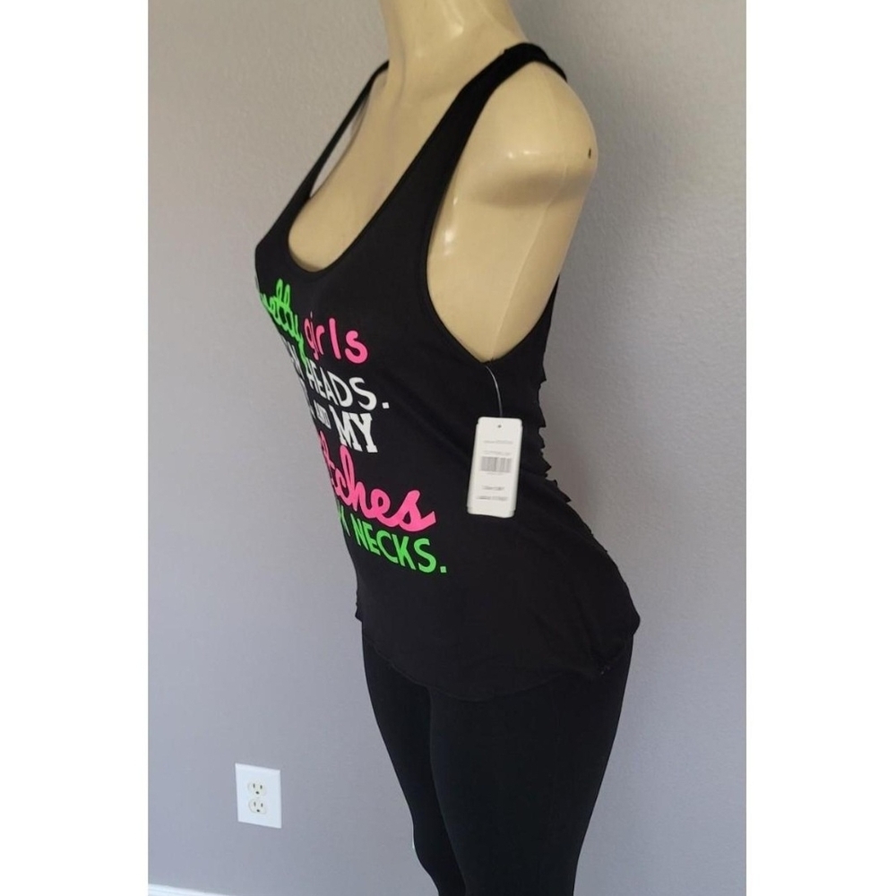 Spencer's Black Tank Top with Neon Graphic